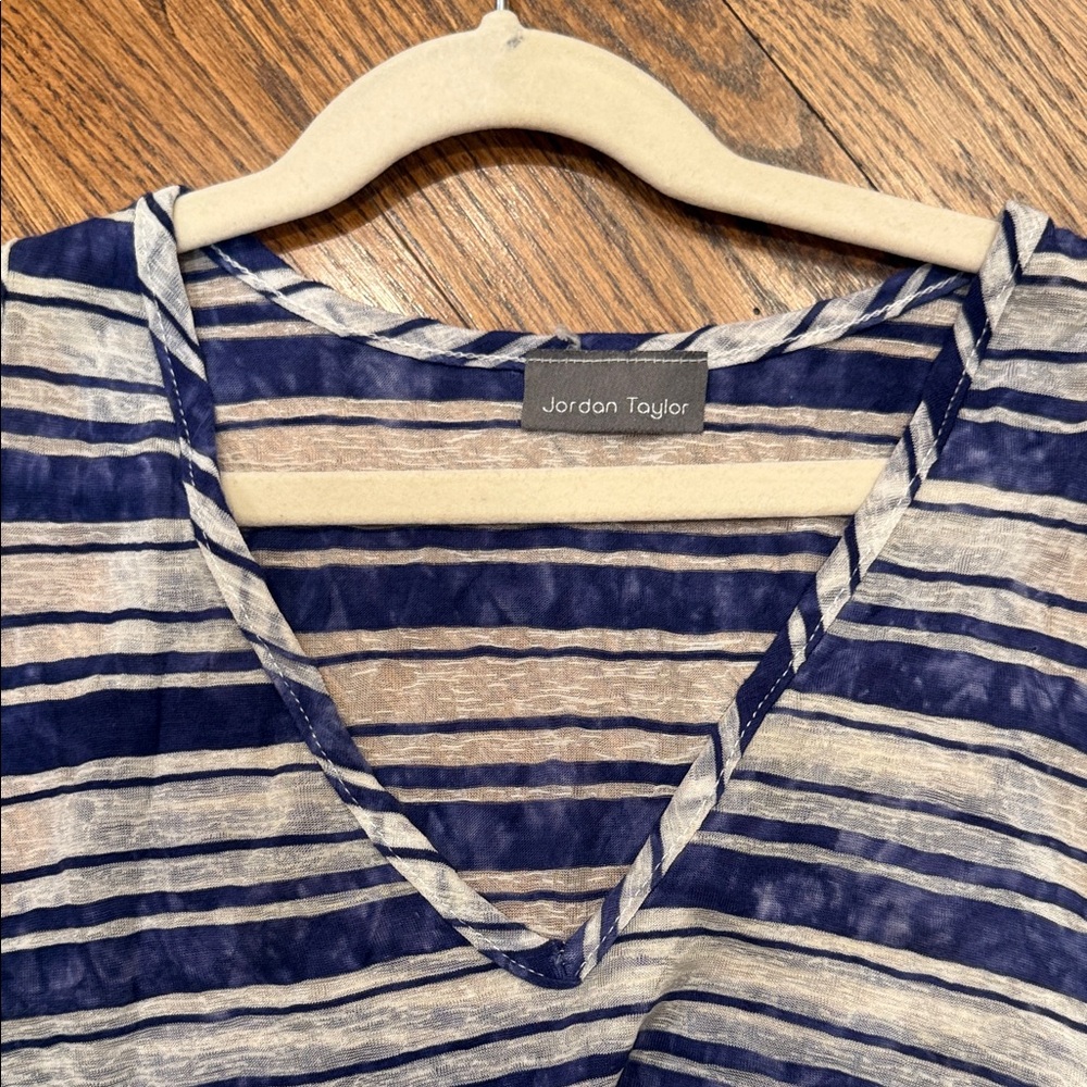 Beach cover up- Striped V-Neck Sleeveless Tunic cover up - Picture 5 of 6